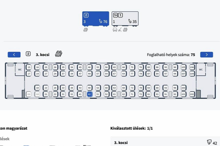 MÁV: további járatokkal bővült a grafikus helyfoglalási rendszer