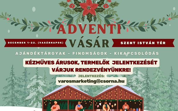 Árusok jelentkezését várják a csornai adventi vásárra