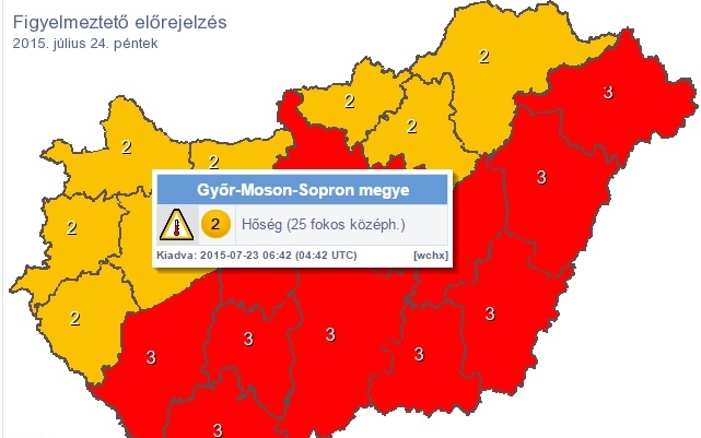 Vasárnap éjfélig meghosszabbították a hőségriadót.